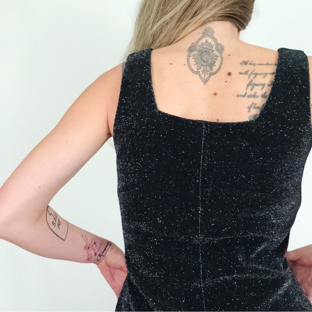 Vintage Shimmer Sleeveless Maxi Dress in Black | Size S - Picture 2 of 13
